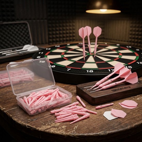 Roze dart tips soft tip set 180 stuks darts accessoires kunststof dart punten vervangbare soft tips voor elektronische dartborden inclusief opbergdoosjes — afbeelding 2