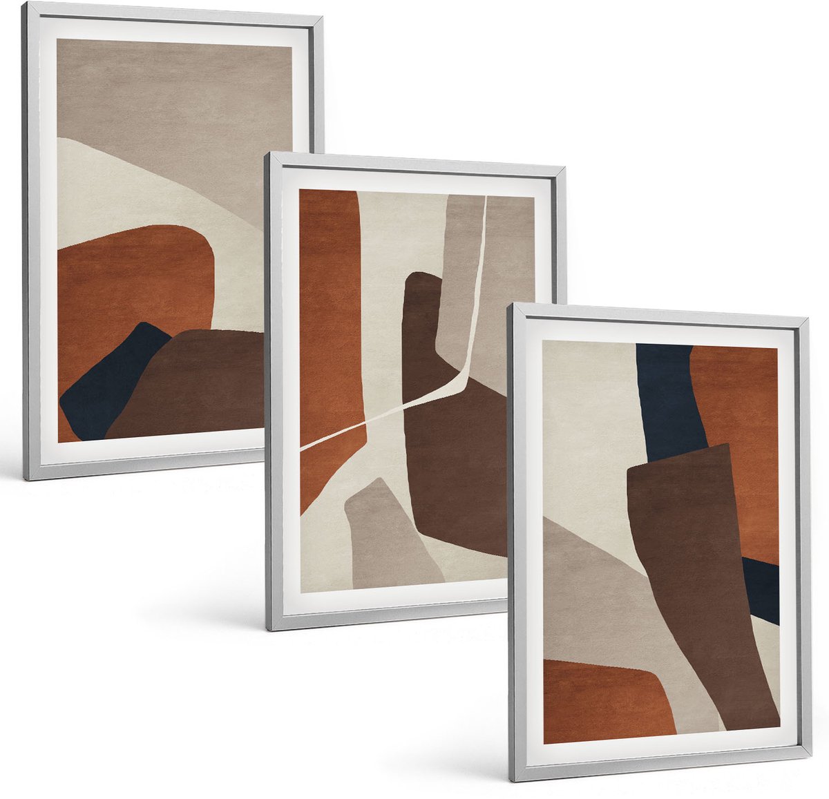 Coloray 3-Delige Schilderij Set - Abstractie Van Vormen En Structuren In Een Moderne Stijl - 40 x 60 cm - Wanddecoratie - Woonkamer Decoratie