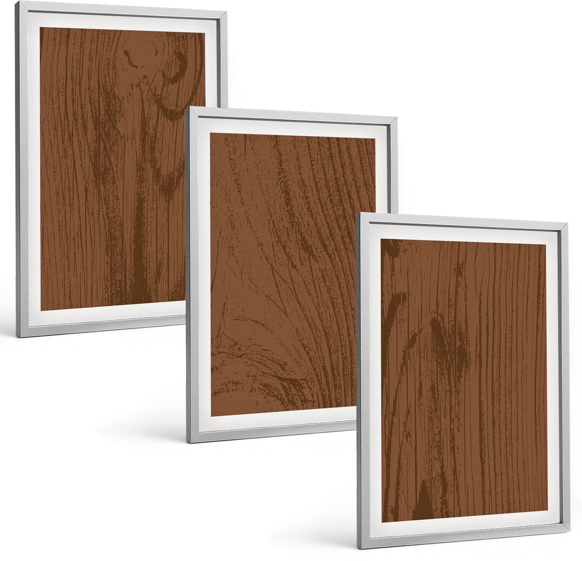 Coloray 3-Delige Schilderij Set - Houtpatroon, Boomschorsstructuur, Minimalisme - 40 x 60 cm - Wanddecoratie - Schilderijen Set - Kantoor - Muurdecoratie