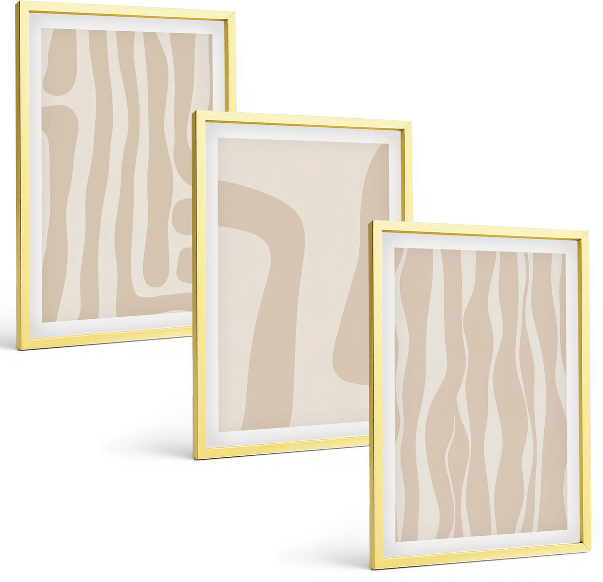 Coloray 3-Delige Schilderij Set - Abstracte Patronen, Minimalistische Vormen, Boho-Stijl - 40 x 40 cm En 40 x 60 cm - Schilderijen Set - Wanddecoratie - Woonkamer - Decoratieve Schilderijen