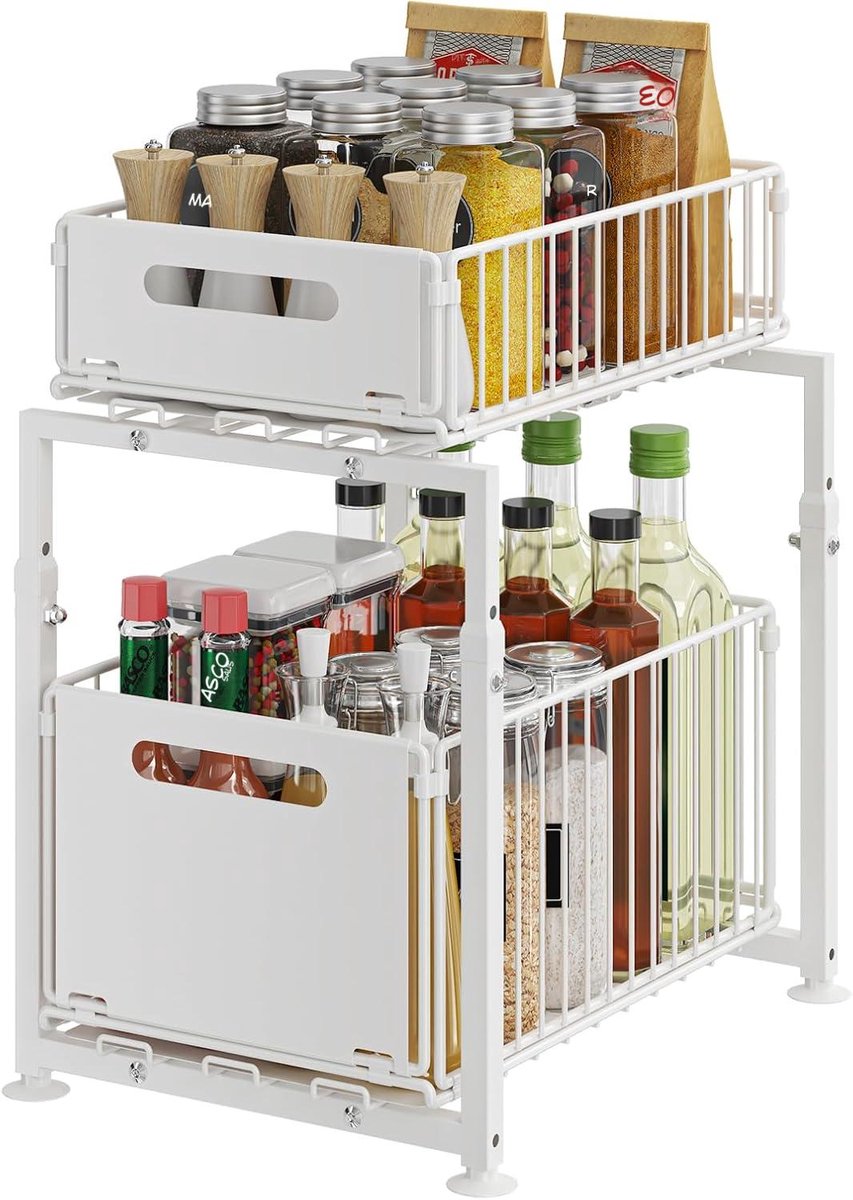 Kavo Gootsteenkast Organizer - Keukenkast Organizer - Gootsteen Organizer - Gootsteenorganizers - Wit - 38cm x 29cm x 49cm