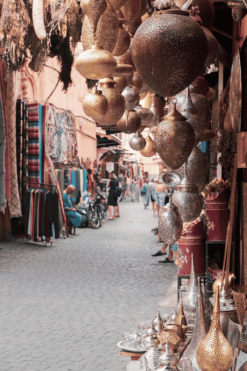 Marokkaanse Markt Poster - Marokko - Marrakech - Souk - Stad - Vakantie - Medina - Wanddecoratie - posters - formaat 30x40cm - XS2077MT