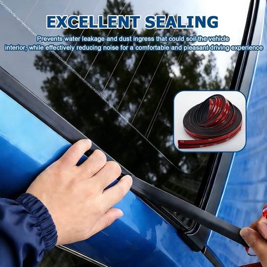 Rubberen afdichting 4 m voor voorruit, T-vormige afdichtingsstrips, zelfklevend, randbescherming, waterdicht en geluidsisolatie voor auto en bovenlichten (14 mm)