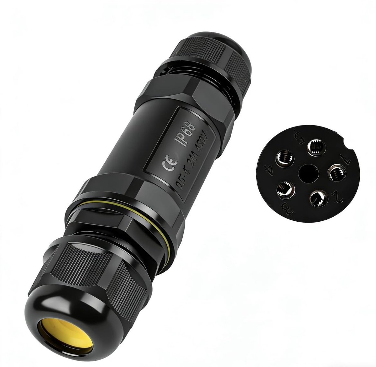 Waterdichte 5-polige Buiten Elektrische Kabel Connector, 2-Weg Aansluitdoos voor Ø 5 tot 10 mm Kabels (AC 450 V, 24 A) voor Tuin, Buitenverlichting en Elektrische Reparaties