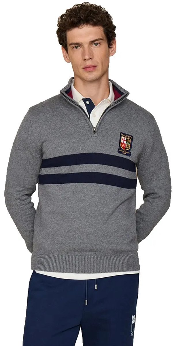 Hackett Hm7000265 Half Rits Trui Grijs M Man