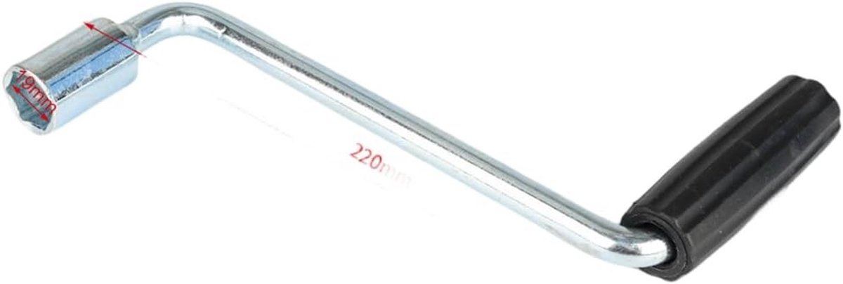 Verzinkt Stalen Handvat voor Trailer Jack Crank met 19mm Socket, Handmatige Bediening voor Ondersteuning en Verstelling van Trailers