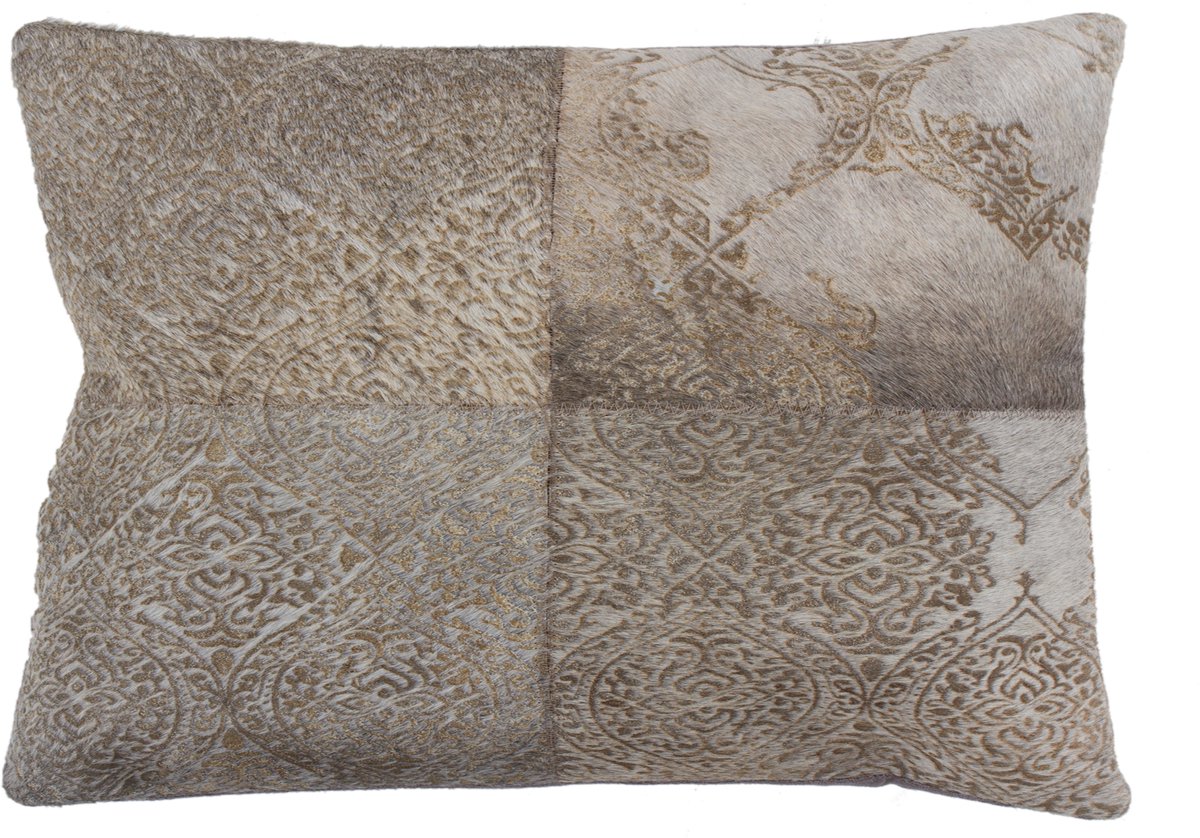 Padiro sierkussen - 40 x 60 cm - Zilverkleurig - Vintage, Ornamentpatroon - Leer Grijs