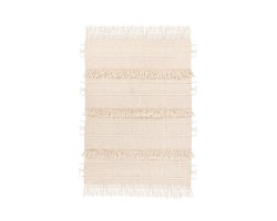 Padiro woonplaid - 130 x 170 cm - Naturel - Boho, Gestructureerd oppervlak - Wol - met franjes