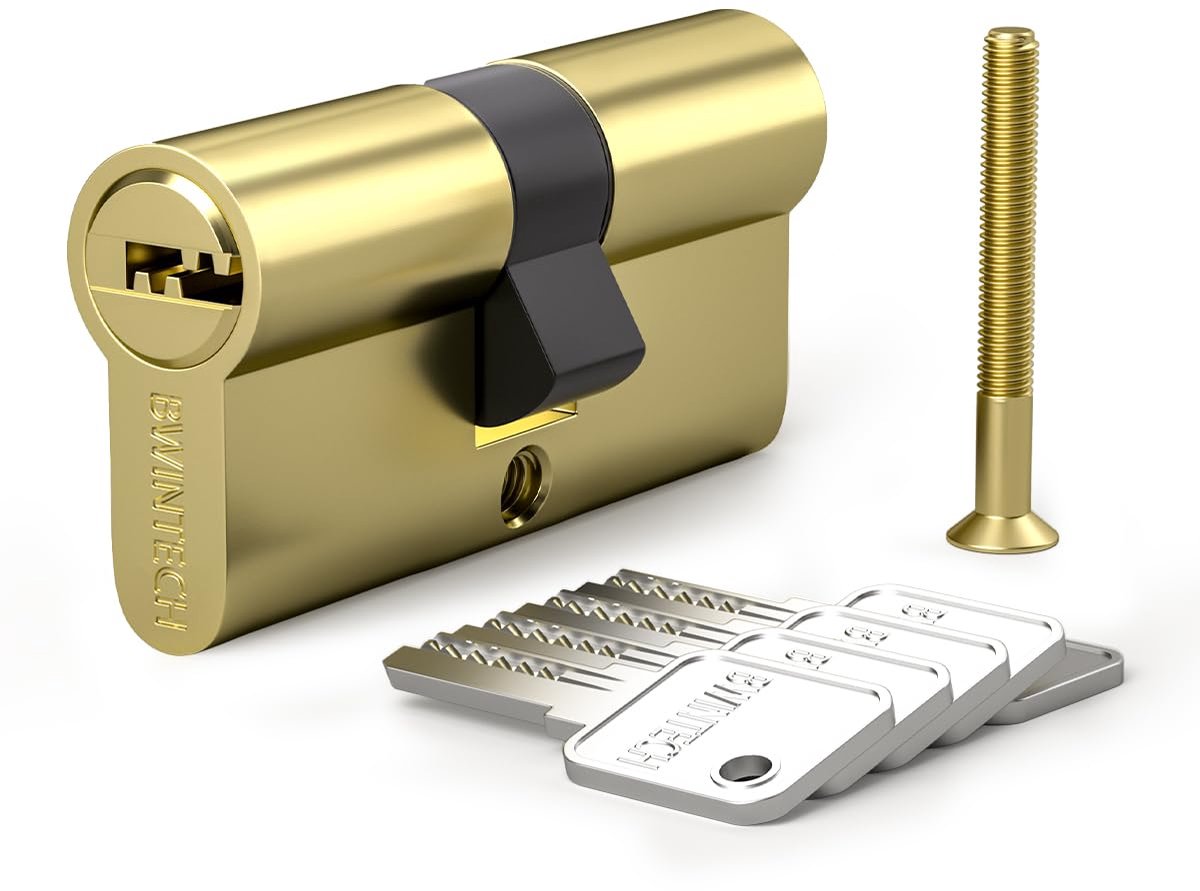Bwintech 1 Pcs 40/60mm Euro Brass Cilinder, 100mm Sleutel/Sleutel Cilinder Slot met 5 Horizontale Messing - ShopVlot