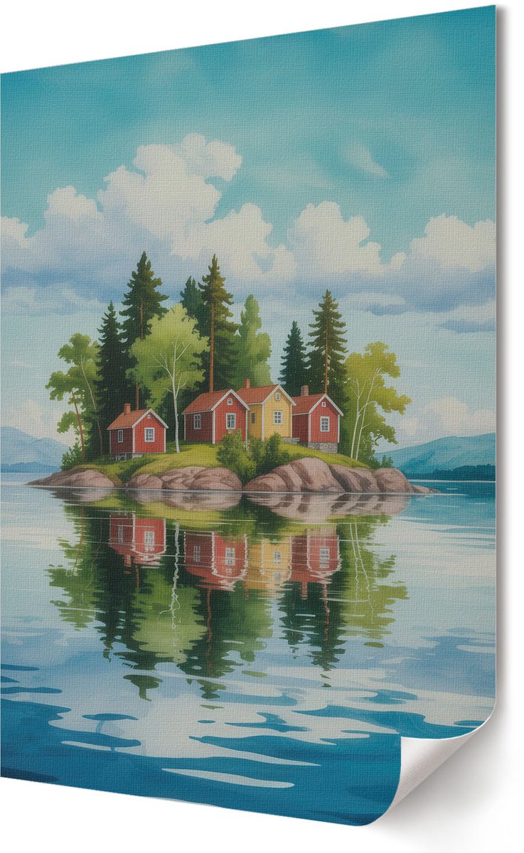 Coloray Polycanvas Wandposter - Vrijheidsvakantie, Illustratie - A2 - Blauw Kunst - Rechthoek - Muurkunst - Woonkamer, Slaapkamer, Kantoor - Modern