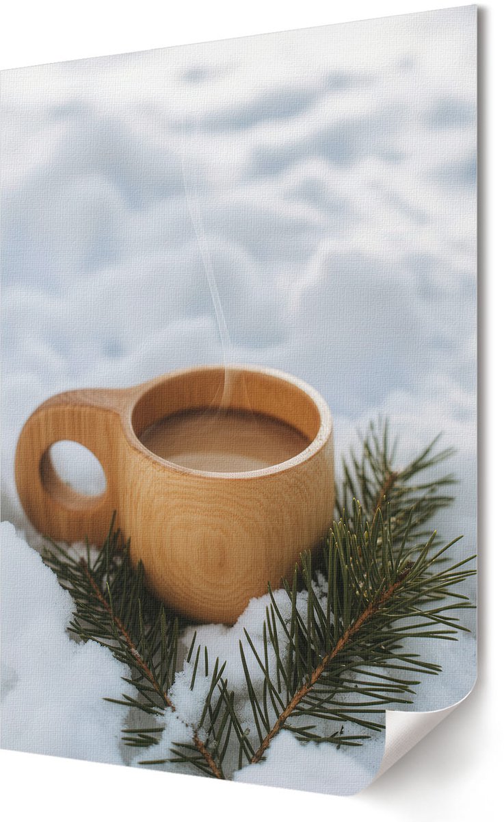 Coloray Canvas Poster Polycanvas - Winterlandschap, Fotografie - A3 - Grijs Patroon - Rechthoek - Decoratieve poster - Woonkamer, Slaapkamer, Kantoor - Rustiek