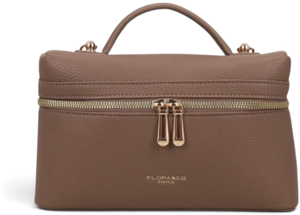Flora&Co - GABBY - zacht kunstleer - handtas/crossbody dames tas - met lange instelbare draagriem - taupe