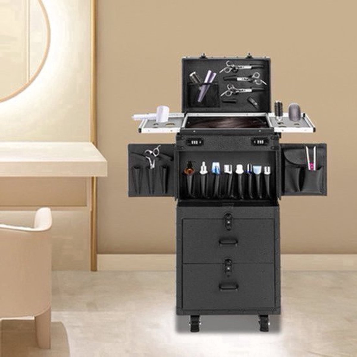 Opbergkast Haarstyling – Haaraccessoires Organizer – Verzorgingsproducten Opbergbox – Sieradenkast – Scheergerei Opbergrek – Compact Formaat – Duurzaam Kunststof