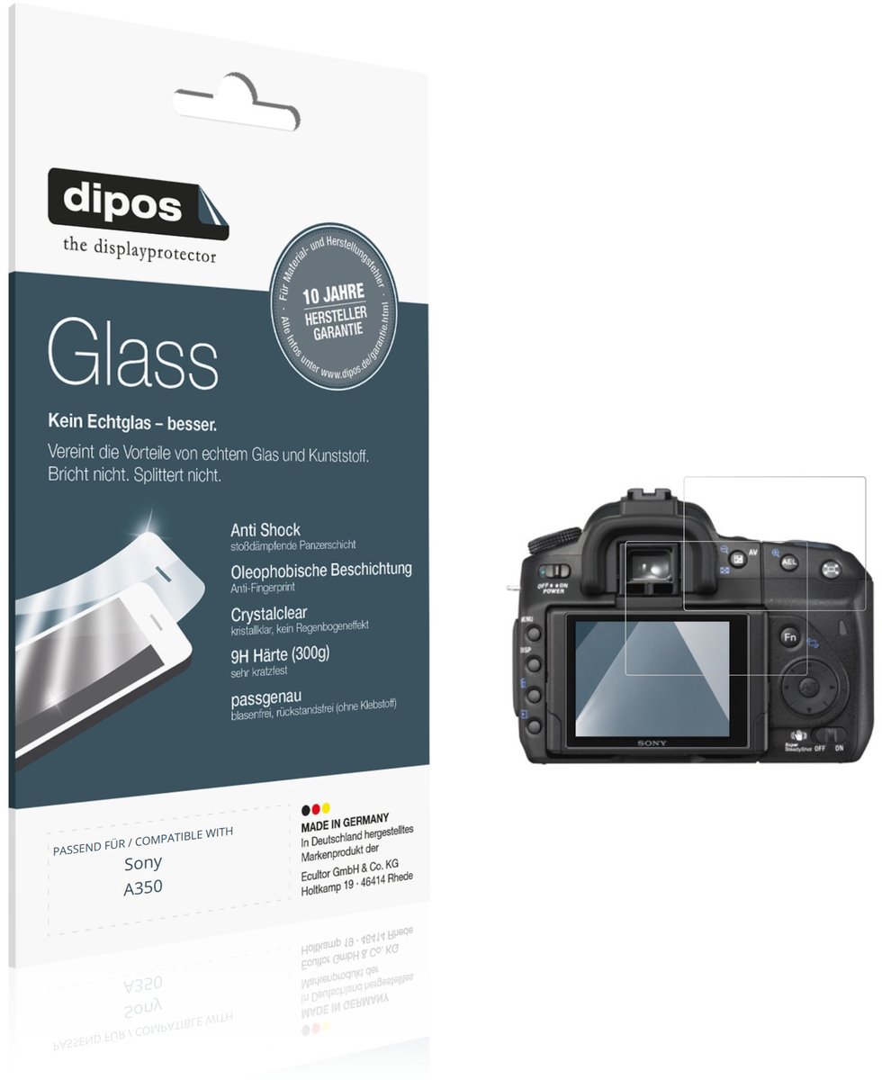 dipos – 2x Pantserfolie geschikt voor Sony A350 | 9H Screenprotector