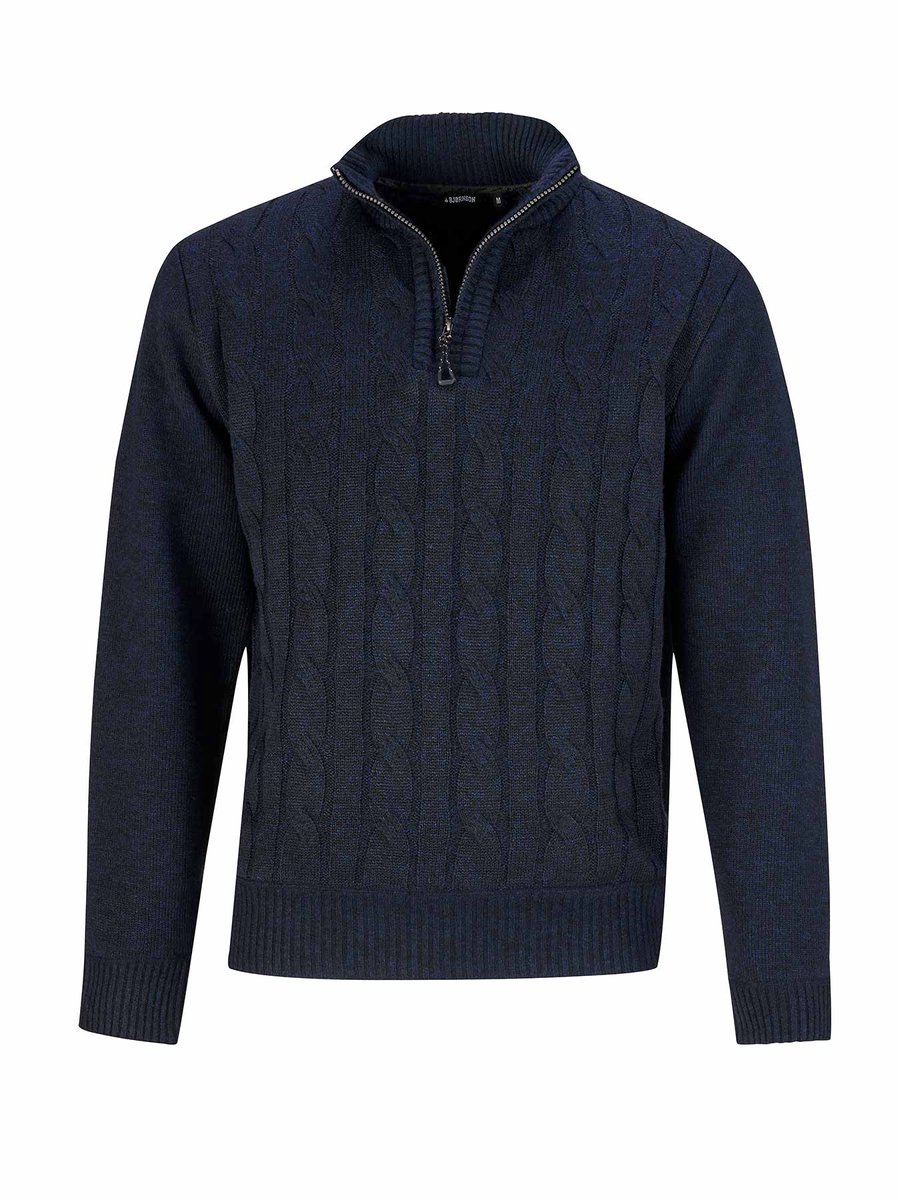 BJØRNSON Lunt Kabel-Gebreide Winter Pullover Teddy Heren - Maat M- Donkerblauw