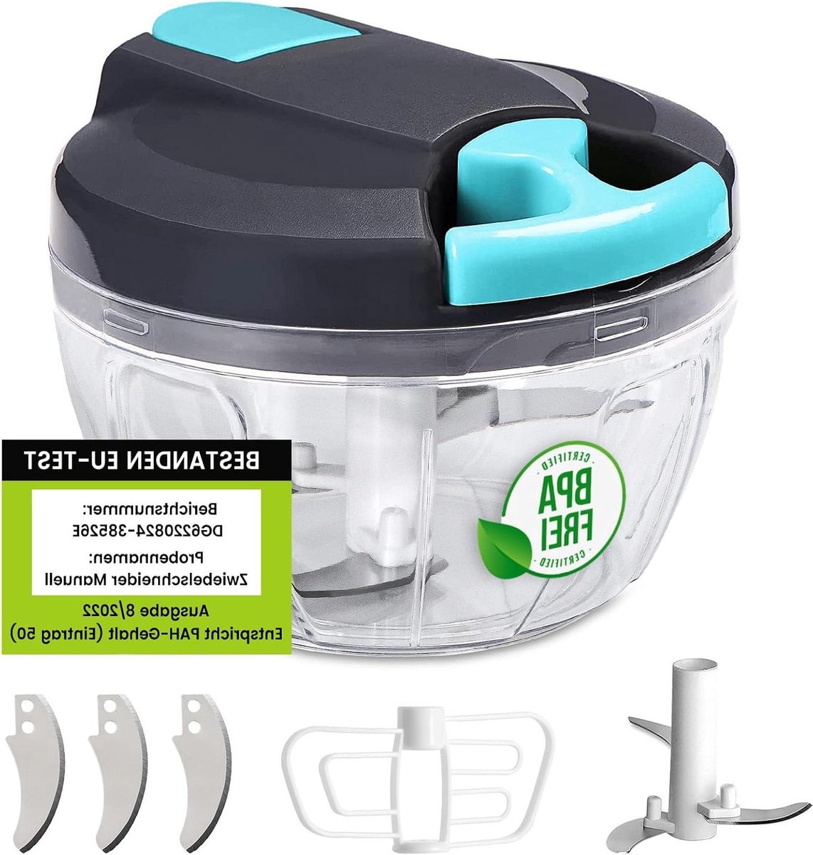 Mini Hakmolen - Groente Snijder - Keuken Voorbereiding - Handmatig Touw Mechanisme - 520ml Capaciteit - Grijs Groen