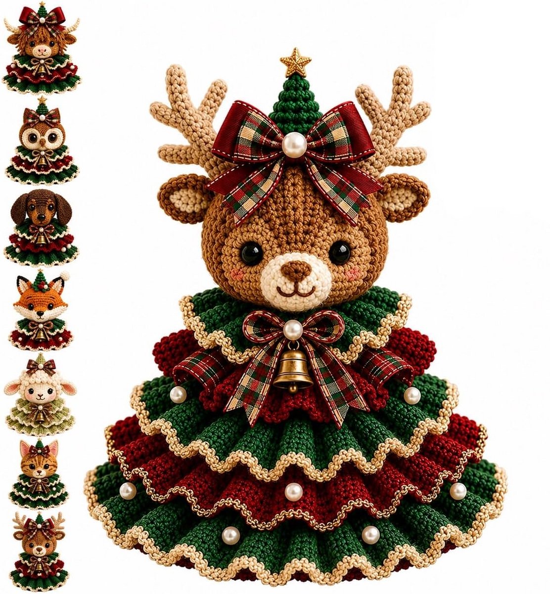 KZQ Haak Set Voor Rendier Kerstboom - DIY Knutselset - Beginners - Met Kraaltjes Bellen & Lint - Handgemaakte Kerstdecoratie