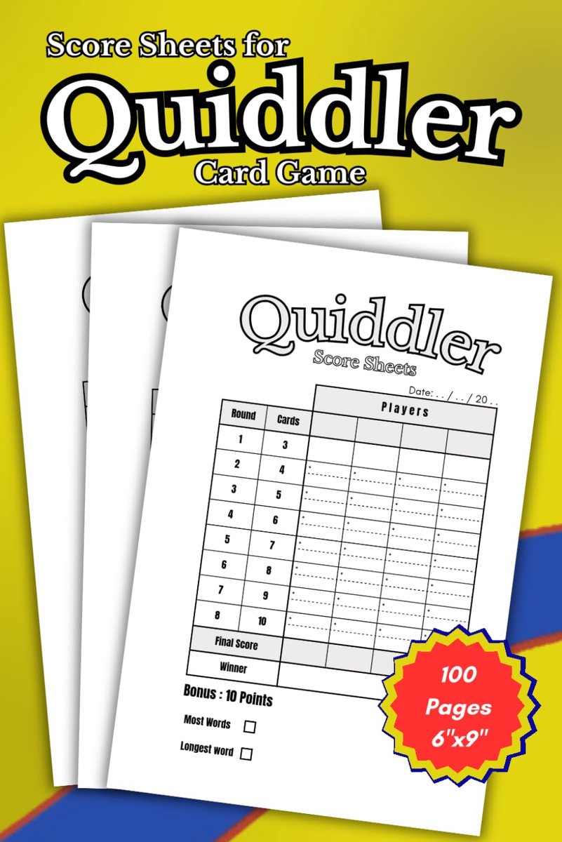 Score Sheets for Quiddler - 100 Pages - 6"x9" Score Pad for Family Game Nights: Track Scores Easily with Organized - ShopVlot