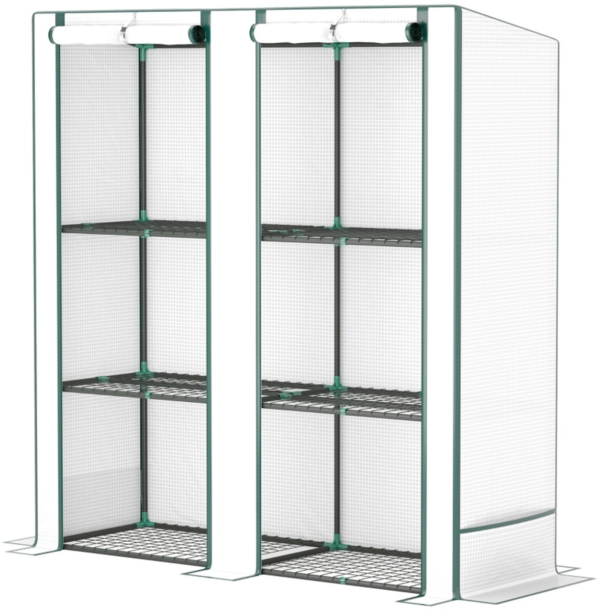 Kas 144×48×152cm wit metaal en kunststof kweektent kweekkas zaailingenkas groentekas plantenkas stabiel en duurzaam geschikt voor tuin balkon terras en buitenruimte voor planten voor planten en groenten