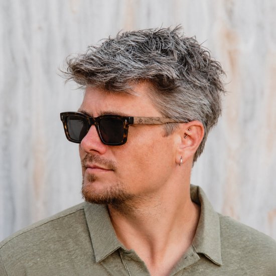 Wooda® Zonnebril Square - Gevlamd winged frame - Gepolariseerd - Wooda Sa Caleta Carey Gris van Merkloos — afbeelding 4