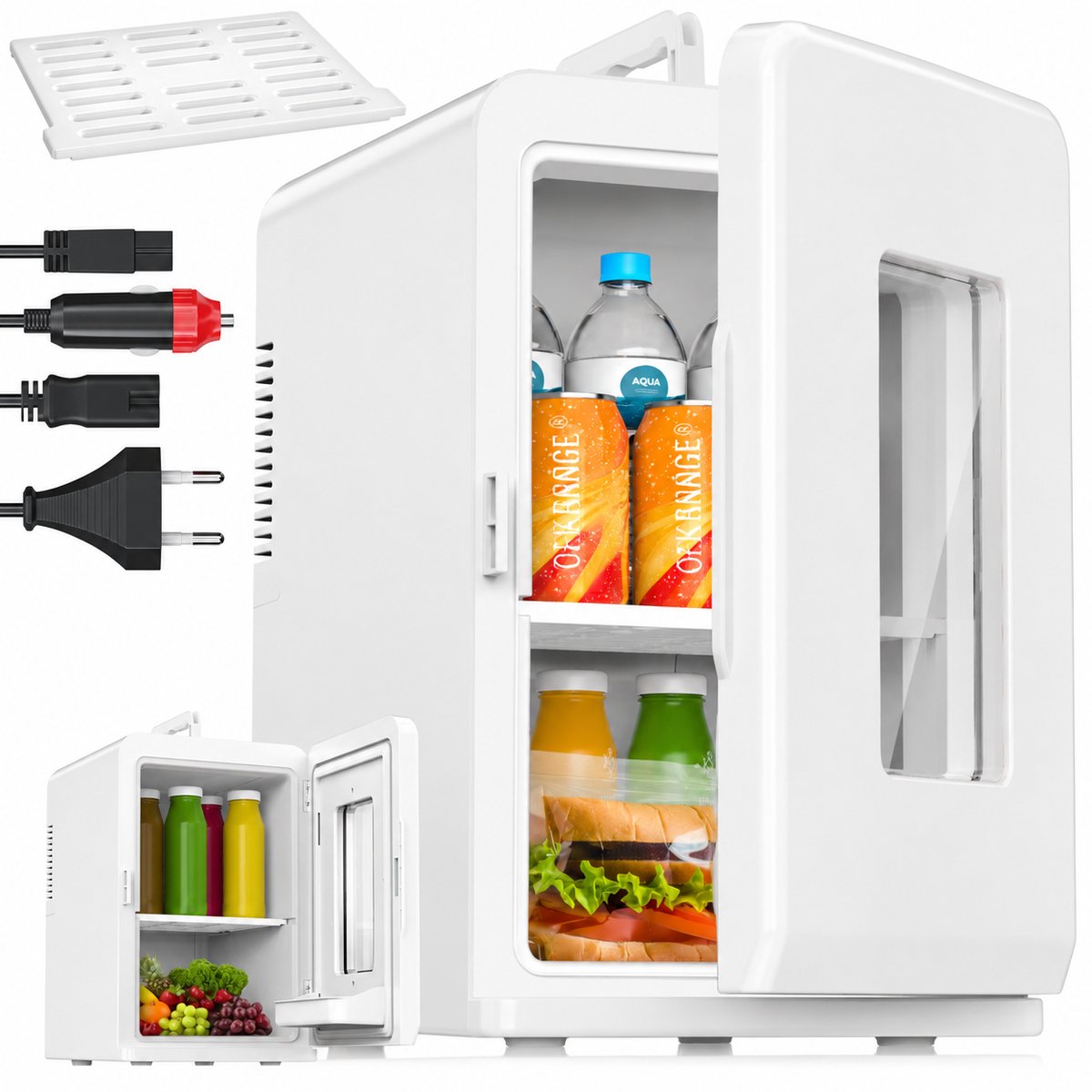 Mini Koelkast 15L – Koelen en Verwarmen – Draagbaar – Stil – 12V/220-240V – Wit