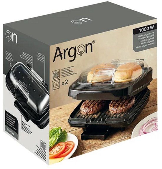 Hamburger Grill - 1000W - anti aanbaklaag - deksel transparant - Elektrische hamburgermaker — afbeelding 5