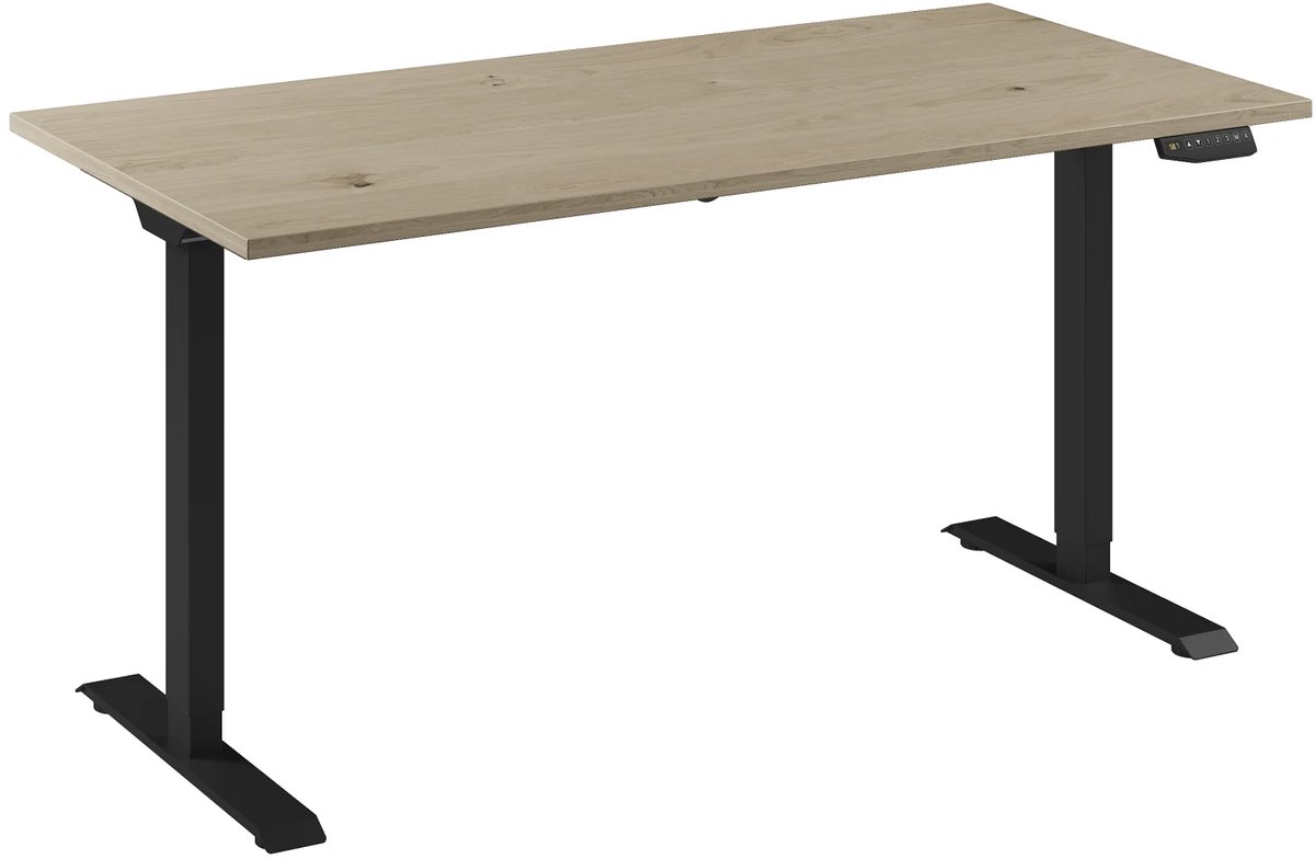 Bureau Adjust 1 Plus QA 160x80 Zwart/Eiken wit