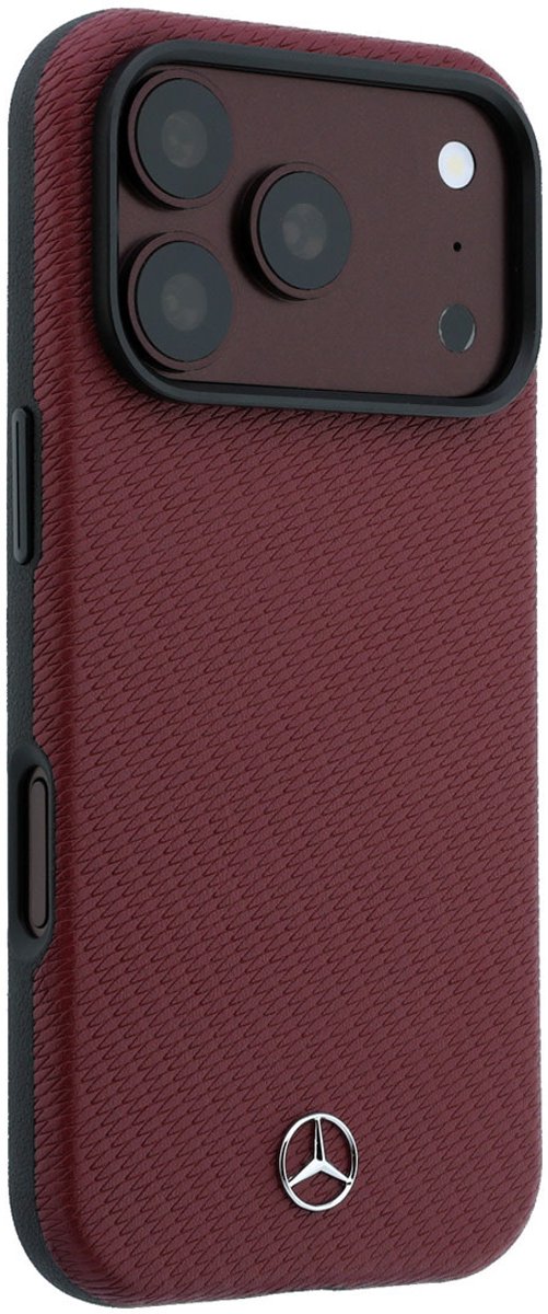 Mercedes-Benz Backcover hoesje voor Apple iPhone 18 Pro Max - Magsafe PU Leather Semi Wrap Wood Effect - Burgundy van Mercedes-Benz — afbeelding 4