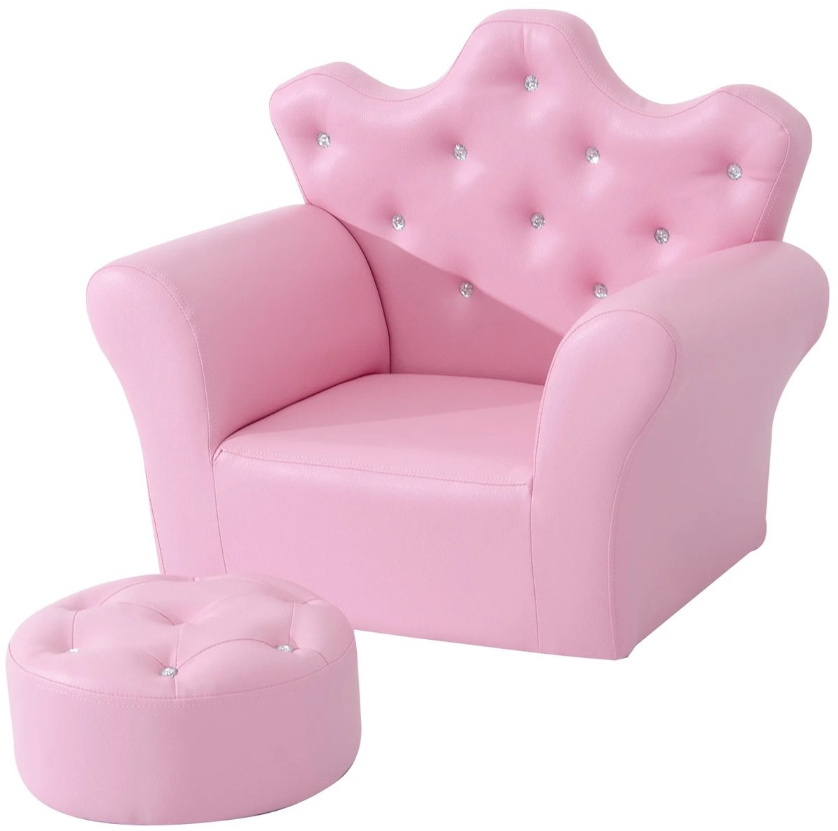 Atlasyx kinderstoel - Kinderzetel - Kinderfauteuil - Kinderzitje - Kinderzitje - Voetensteun - Kroonrug - 58 x 40,5 x 49 cm - Roze