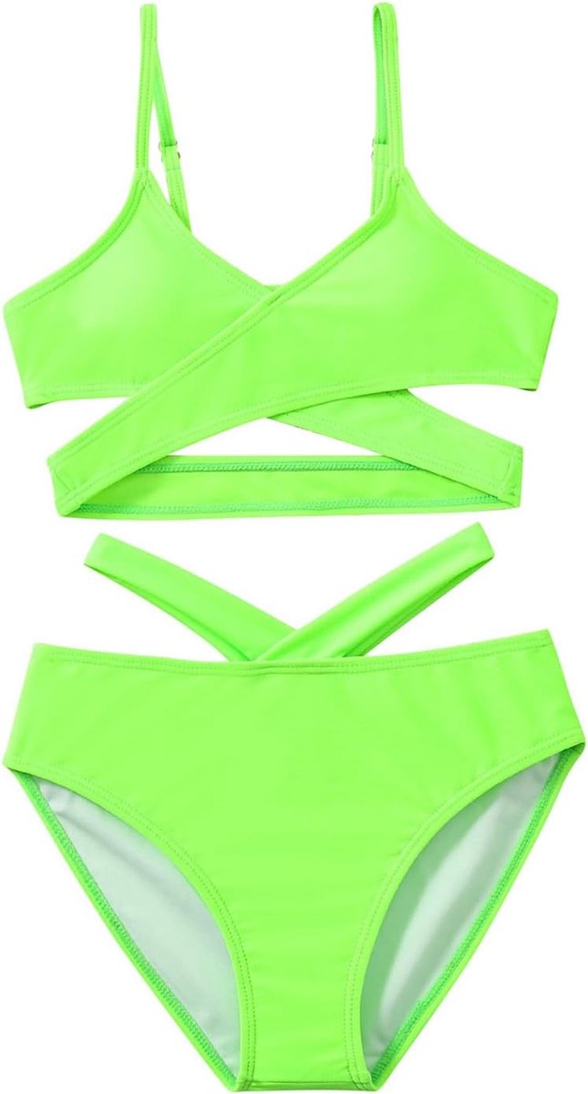 Badpak voor meisjes, kinderen, 2-delig, bikini, uv-bescherming, bloemenprint, ruches, strand, zwembad, zwemmen, zomer, vakantie, snel, A66