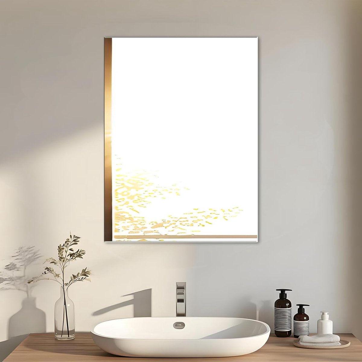 Badkamerspiegel Zonder Frame Rechthoekige Glas Grote Plakspiegels voor Badkamer, Muur, Kaptafel, Badkamer, Slaapkamer, Woonkamer, Hal Decoratie 40L x 30B cm