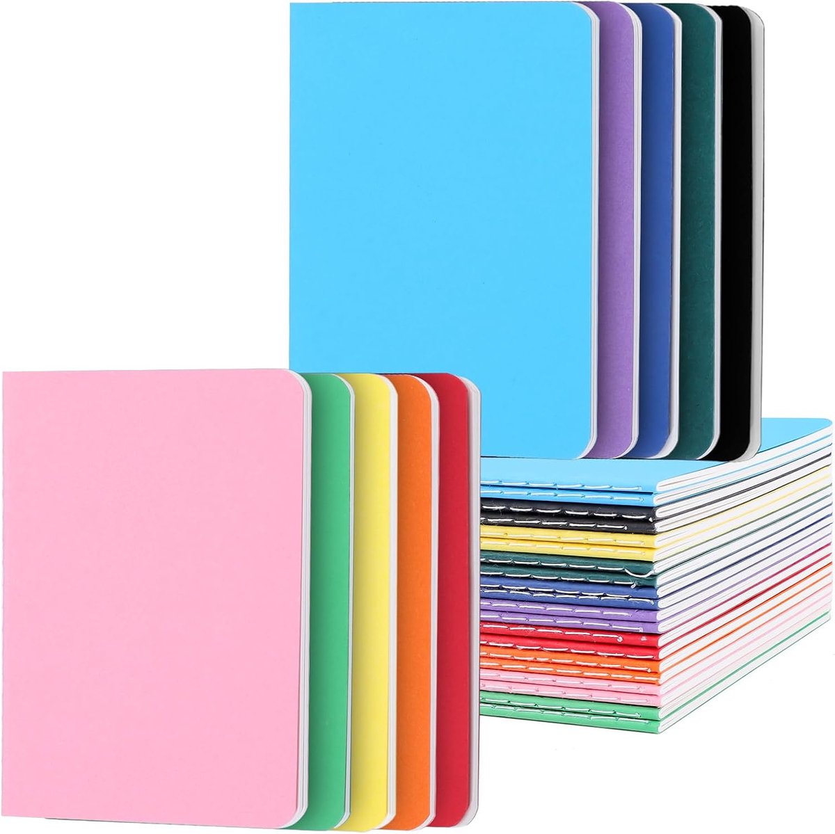 20 stuks kleine notitieblok, 9 x 14 cm notitieboek 10 kleuren A6 gelijnd notitieboek zaknotitieboek voor familie, school, kantoor (16 vellen/32 pagina's)
