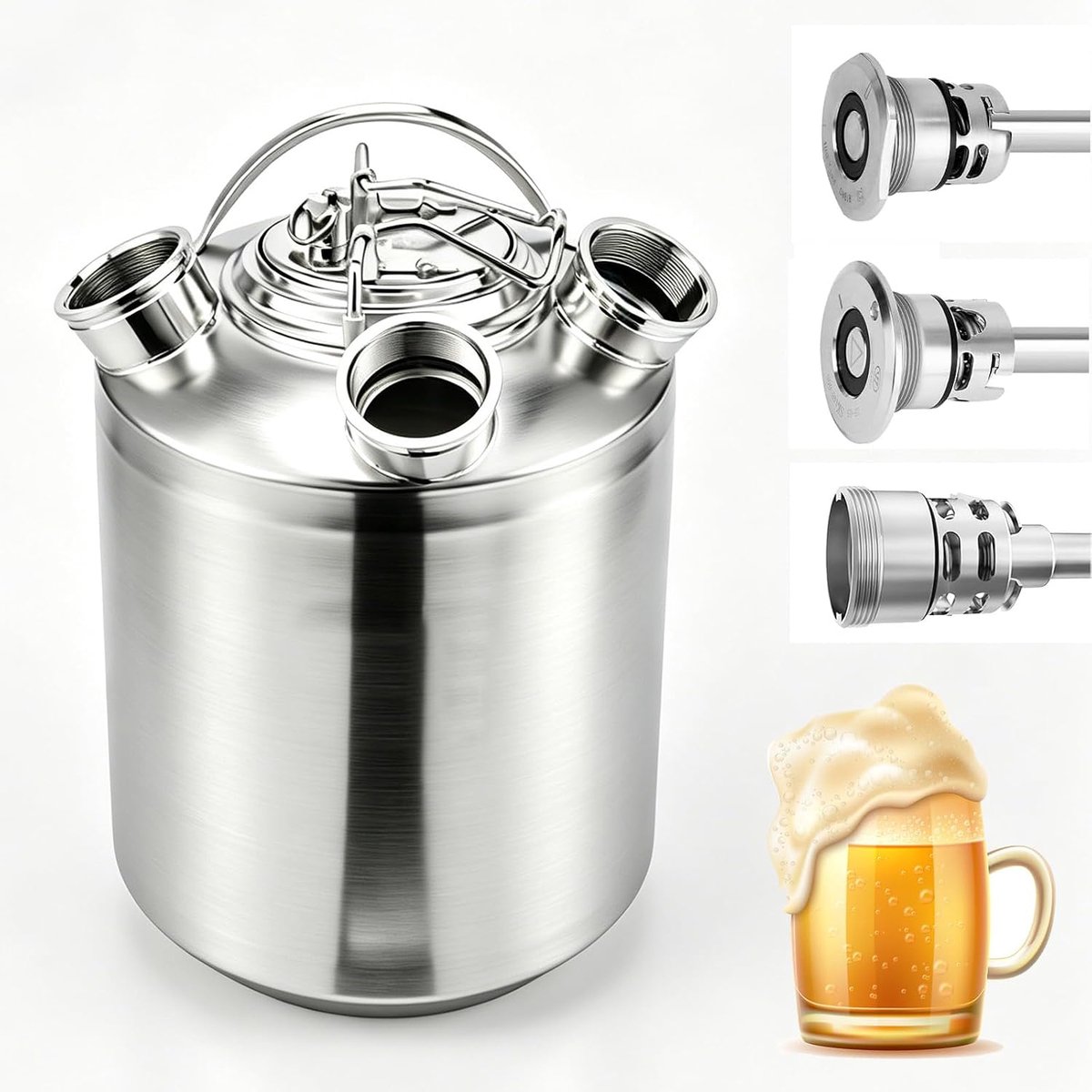 Bier reinigingsvat roestvrij staal 3 koppen houder met deksel, vat spiesen A, G, S