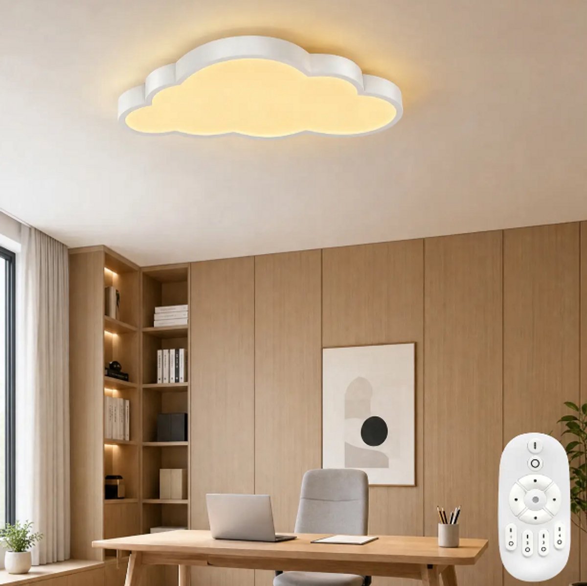 Moderne Wolkenvormige LED Plafondlamp 48W – Dimbare Cloud Lamp met Afstandsbediening & 3 Lichtkleuren – LED Kinderkamerlamp voor Woonkamer, Slaapkamer, Kinderkamer & Studeerkamer