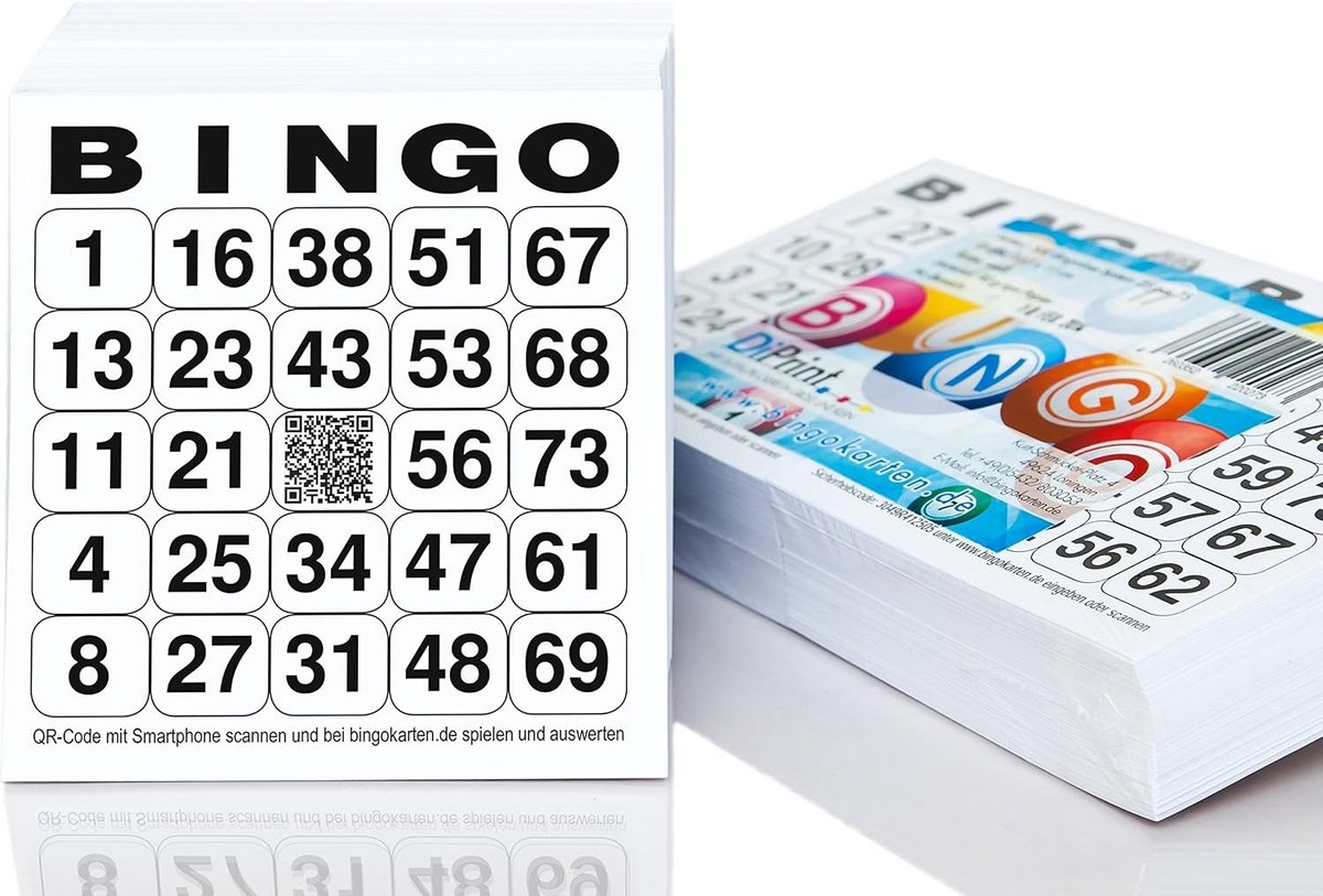 Bingokaarten - Zwart - 10,5 x 10,5 cm - 24 uit 75 Cijfers - Voor Evenementen en Thuisgebruik