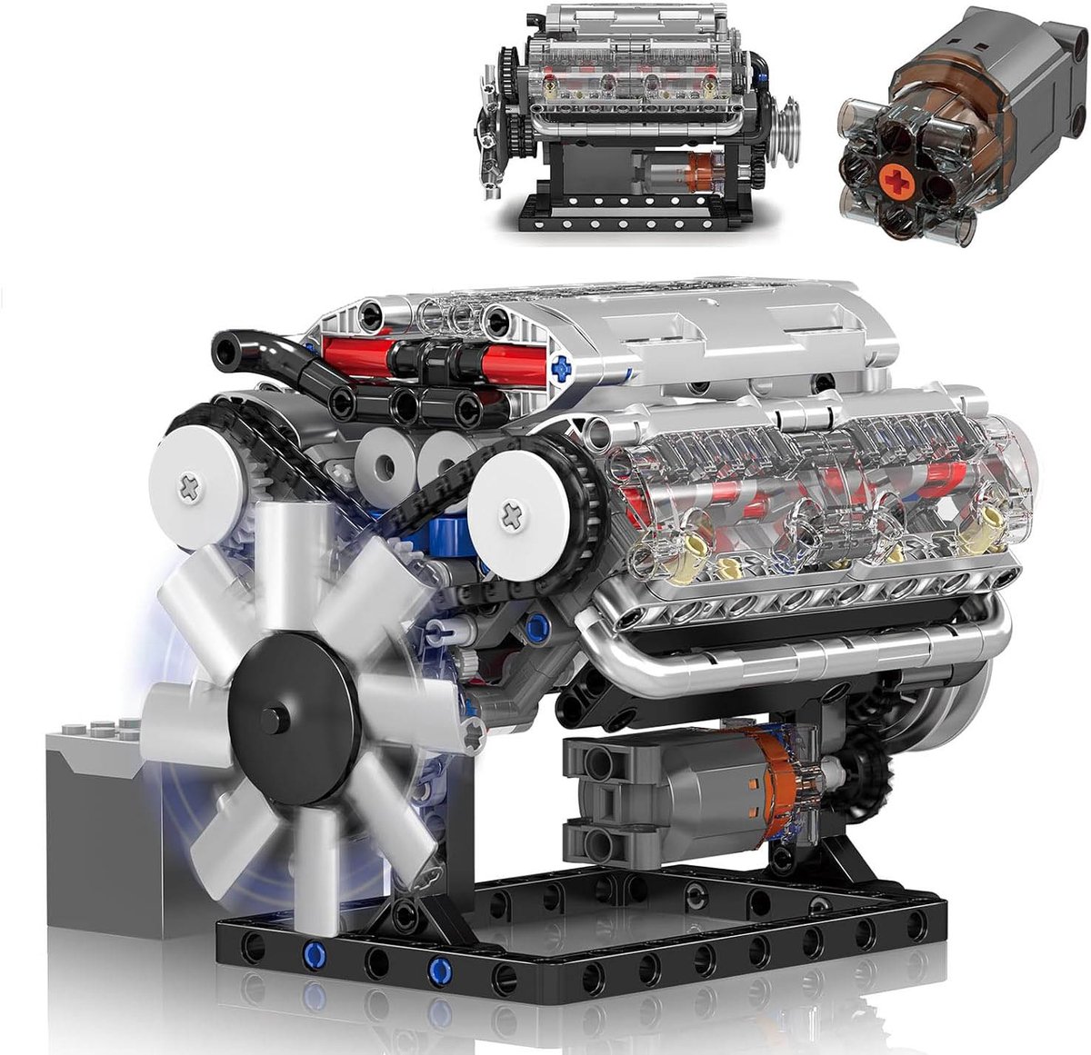Realistische Transmissie En Vliegwiel – V8-Motor Modelbouwset Van Veilig ABS – Educatief STEM-Speelgoed – Cadeau Voor Kinderen En Tieners