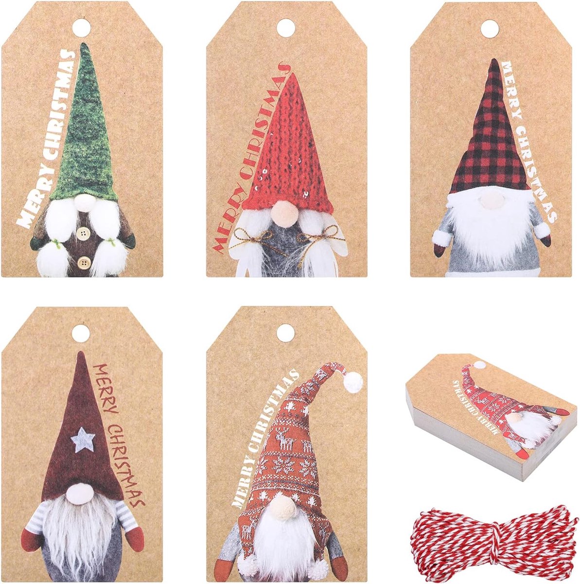Kraftpapier labels hanger hangende etiketten kerstcadeaulabels met 10 m jute koord voor geschenken verpakking kerstboom kerstfeest