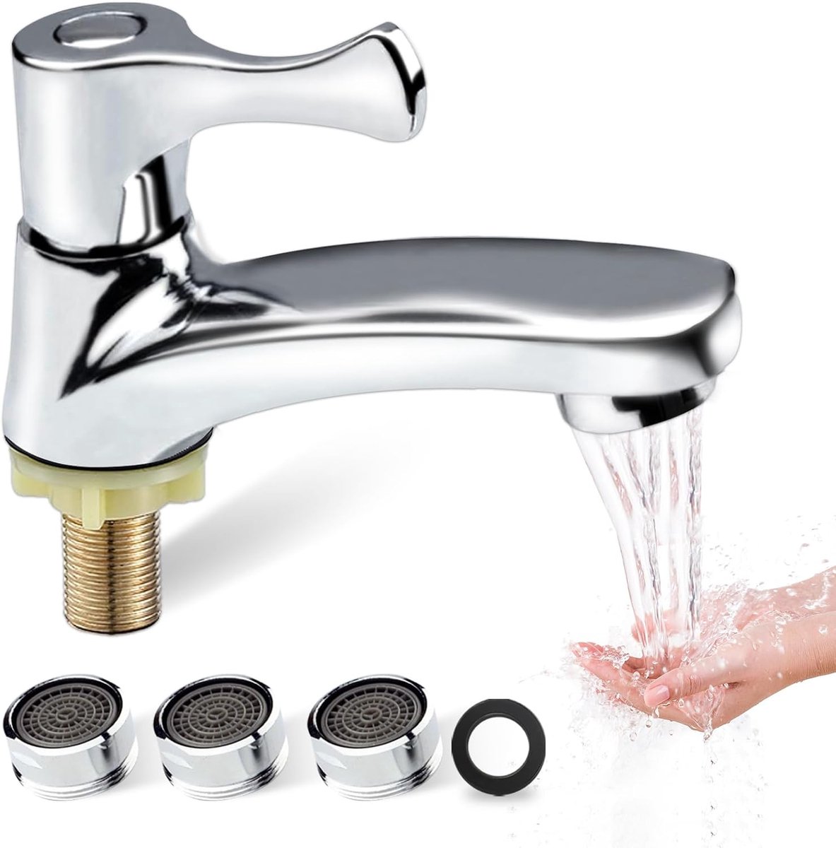 Kraan, kleine waterkraan, koud water, koudwaterkraan, gastentoilet, eengreepskraan badkamer met 3 filters, koudwaterarmaturen voor keuken, bar, badkamer, gastentoilet