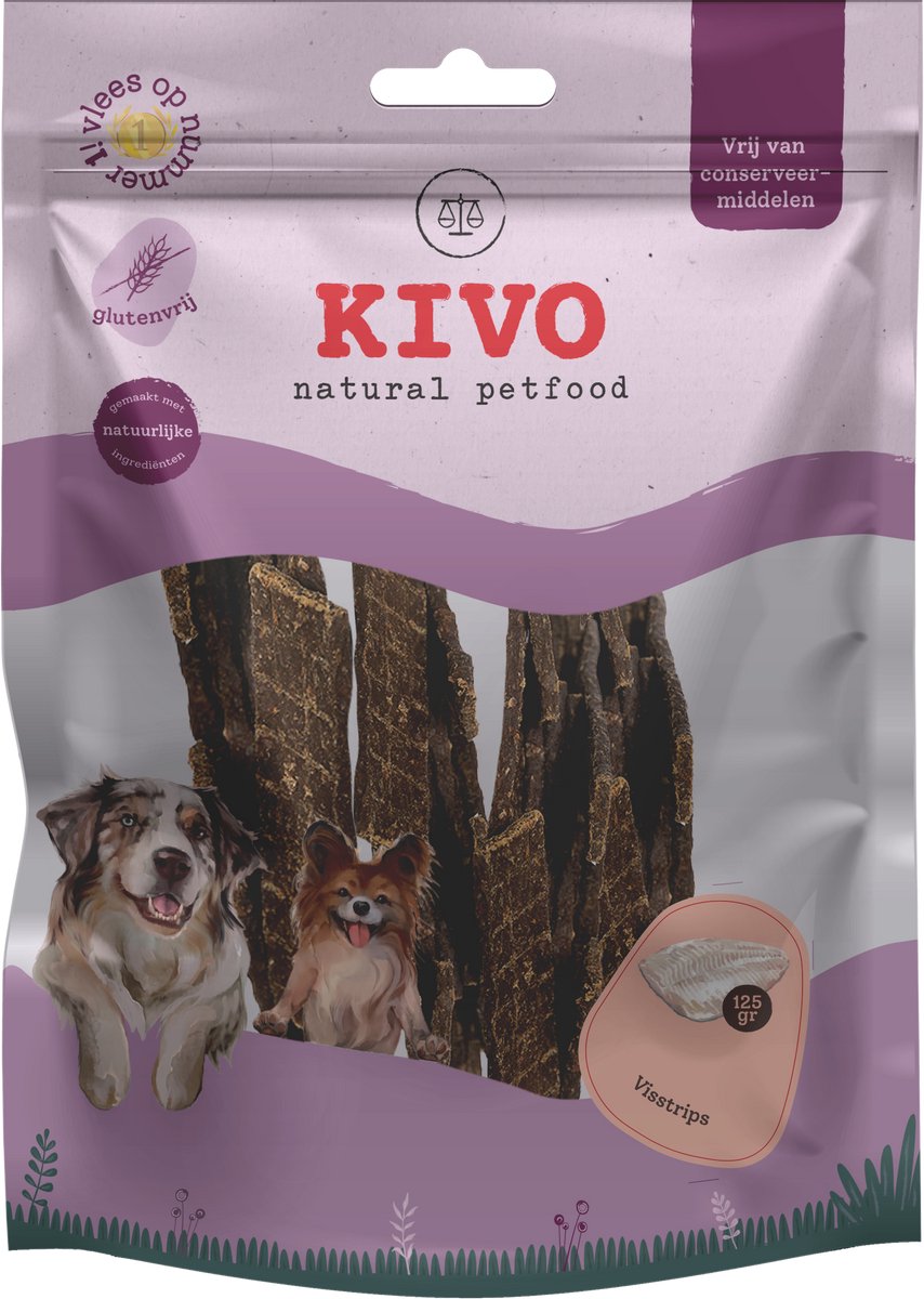 Kivo Petfood - Hondensnack Visstrips 125 gram - Graanvrij en Glutenvrij