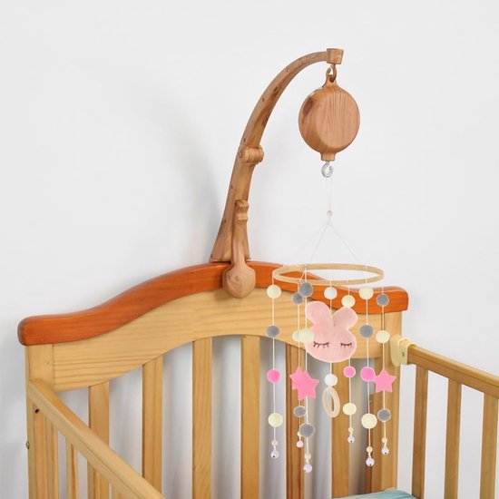 Muziekdoos, houtlook, muziekbox, bedbel, kinderbed, mobiele motor, bedbel, hanger, babybed, decoratie, elektrische babymuziekdoos met 35 schattige melodie, babybeddengoed, roterende — afbeelding 3