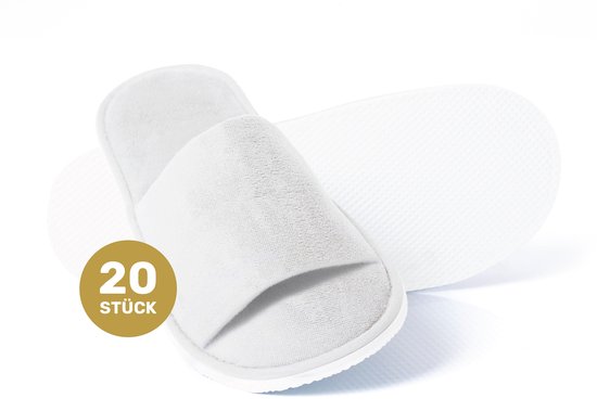 Set van 20 witte, open teenslippers met een zachte stof.