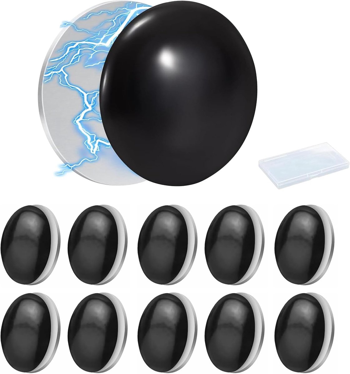 10 paar ronde magnetische gordijnen, 4 cm magnetische douchegordijngewichten, douchegordijn magneet, magnetisch voor gordijnen, douchegordijnen, tafelkleden (zwart)