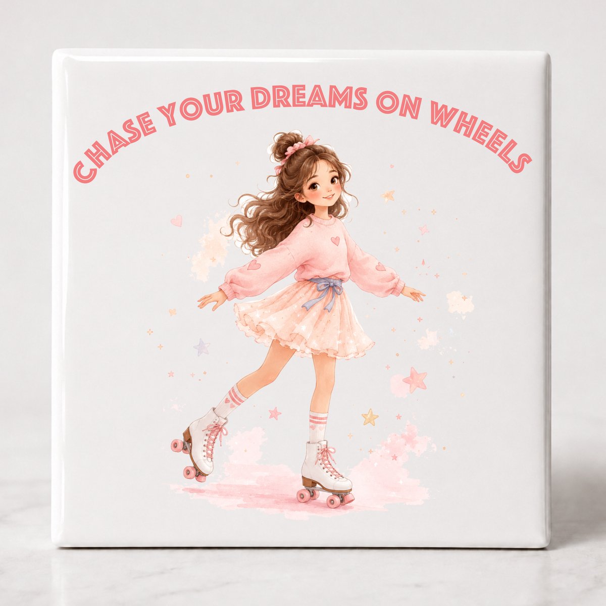 Tegel spreuk Chase your dreams on Wheels - rolschaatsen