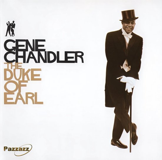 Gene Chandler, 'The Duke of Earl', in een rokkostuum met hoge hoed en wandelstok.