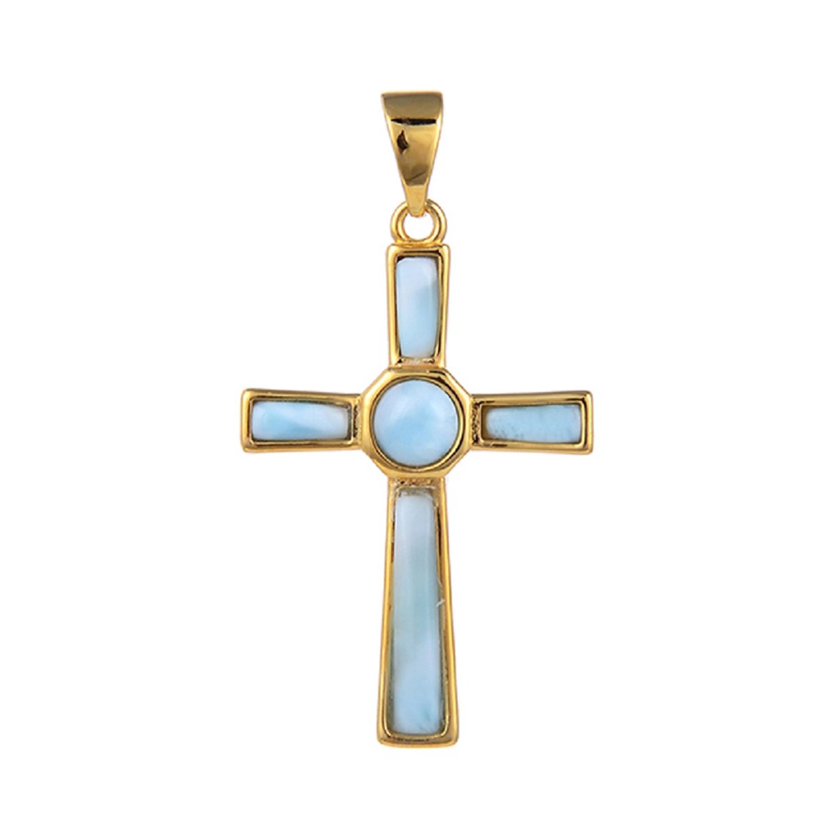 Cavill - Zilveren hanger - 925 Sterling Zilver met vergulding - 2,2 ct blauwe Larimar cabochons - Elegante sieraden vrouw & dames