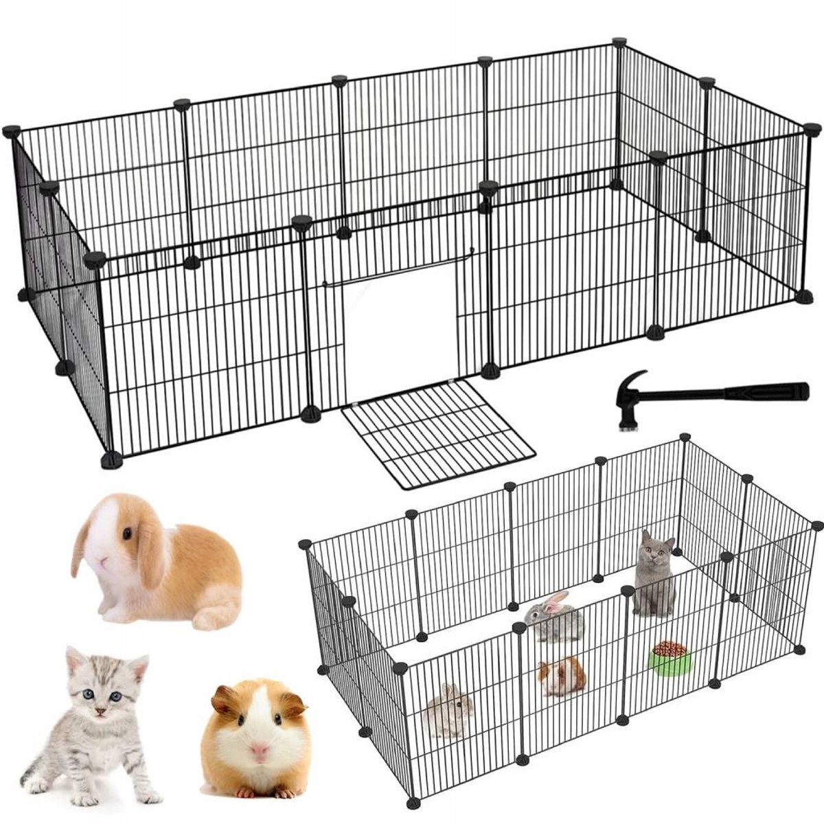 Dierenhok - Verblijf Voor Dieren - Puppyren - Hondenren - Hondenbench - 142x72x36cm - DIY - Draadgaas - Huisdieromheining - Voor Puppy's & Kittens & Konijnen & Hamsters