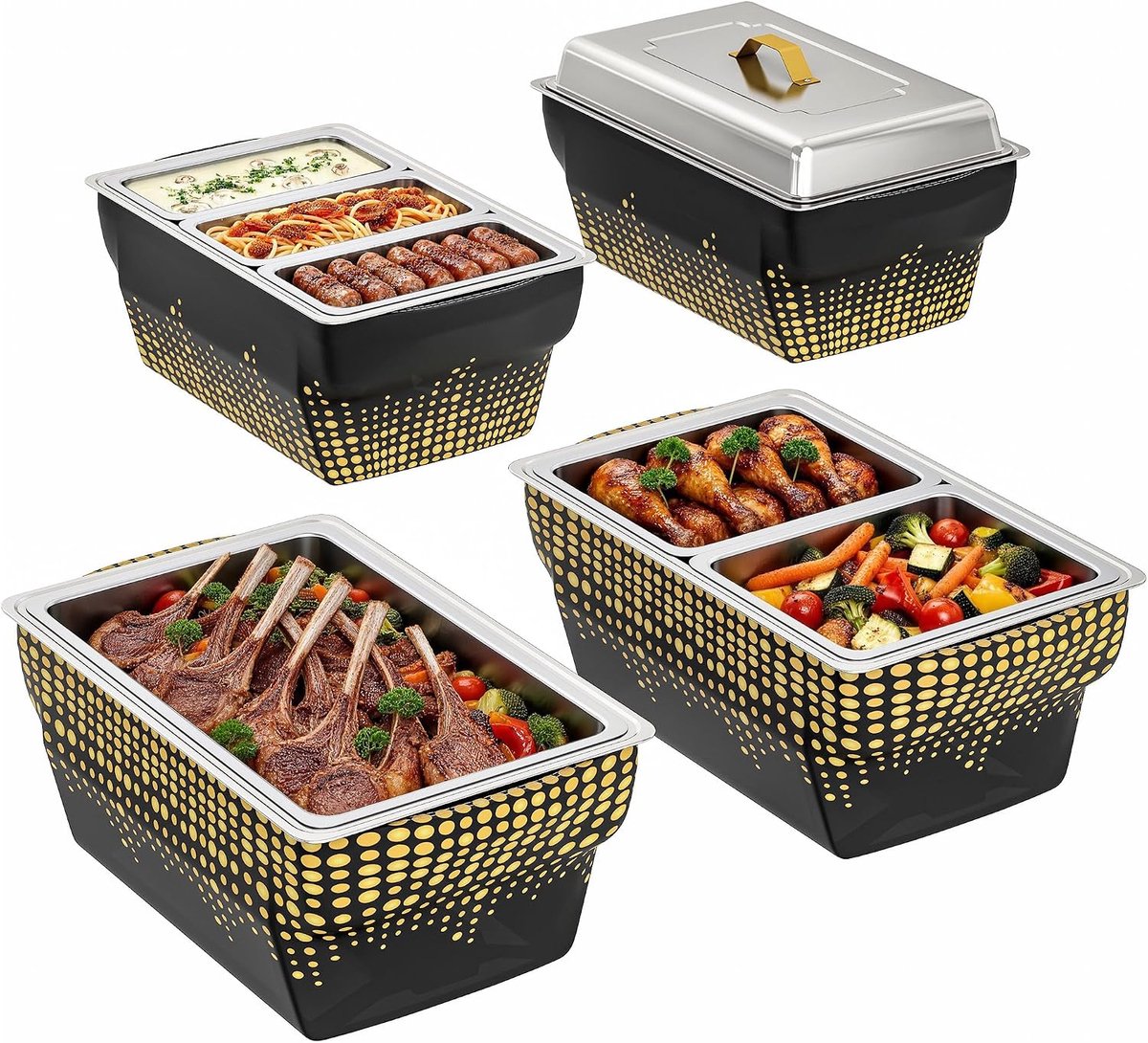 4 stuks zwarte kafer windscherm, flexibele stof schaafafdeks voor buffet, volledige grootte wasbare chafer standaard cover voor feesten, bruiloften, catering evenementen