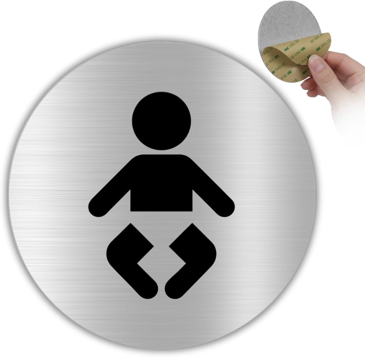 Verschoontafel - Ø 10 cm - Aluminium - Symbool Luiertafel