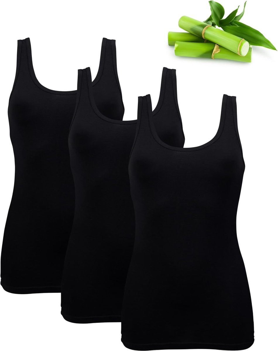 Treasure 3-Pack Bamboe Onderhemd Dames, Spaghetti Top