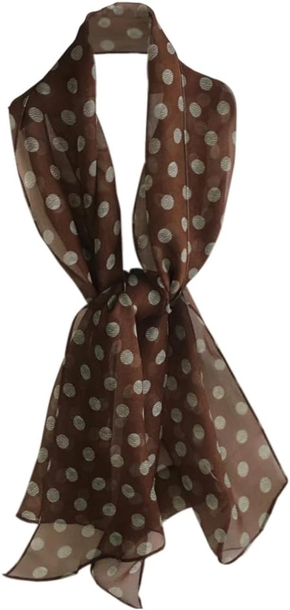 Sjaal voor dames van 100% zijde, 30 x 160 cm, lichte dunne moerbeizijde, zomersjaal, elegante zijden doek, sjaal, halsdoek, lange sjaal voor lente, zomer, herfst, winter, stippen